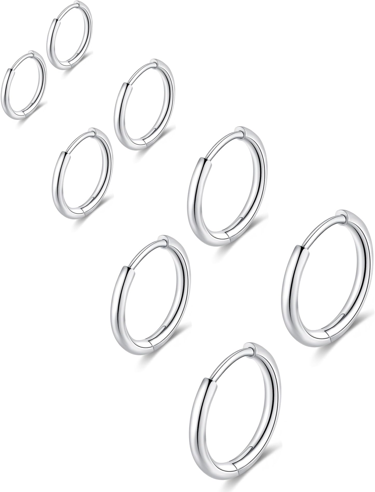 Unisex 316L Surgical Stainless Steel Huggie Hoop Earrings 6Mm 8Mm 10Mm 11Mm 12Mm 14Mm Hypoallergenic Earrings Hoop Cartilage Helix Lobes Hinged Sleeper Earrings For , Metal, No Gemstone