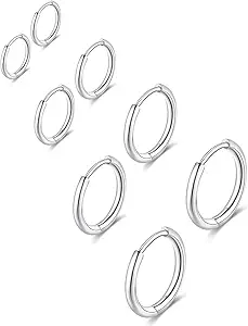 316L Surgical Stainless Steel Huggie Hoop Earrings 6mm 8mm 10mm 11mm 12mm 14mm Hypoallergenic Earrings Hoop Cartilage Helix Lobes Hinged Sleeper Earrings For Men Women