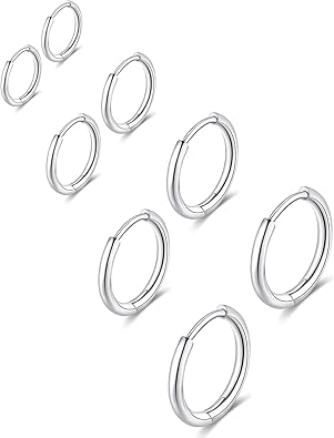 316L Surgical Stainless Steel Huggie Hoop Earrings 6mm 8mm 10mm 11mm 12mm 14mm Hypoallergenic Earrings Hoop Cartilage Helix Lobes Hinged Sleeper Earrings For Men Women