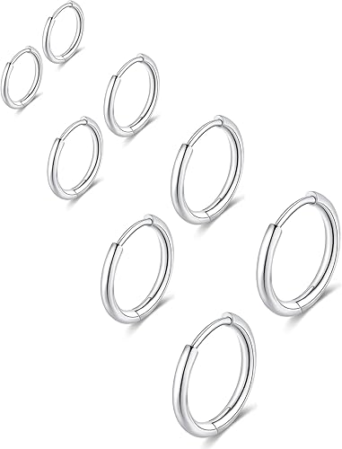316L Surgical Stainless Steel Huggie Hoop Earrings 6mm 8mm 10mm 11mm 12mm 14mm Hypoallergenic Earrings Hoop Cartilage Helix Lobes Hinged Sleeper Earrings For Men Women