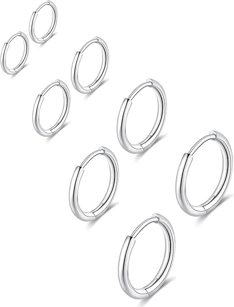 316L Surgical Stainless Steel Huggie Hoop Earrings 6mm 8mm 10mm 11mm 12mm 14mm Hypoallergenic Earrings Hoop Cartilage Helix Lobes Hinged Sleeper Earrings For Men Women