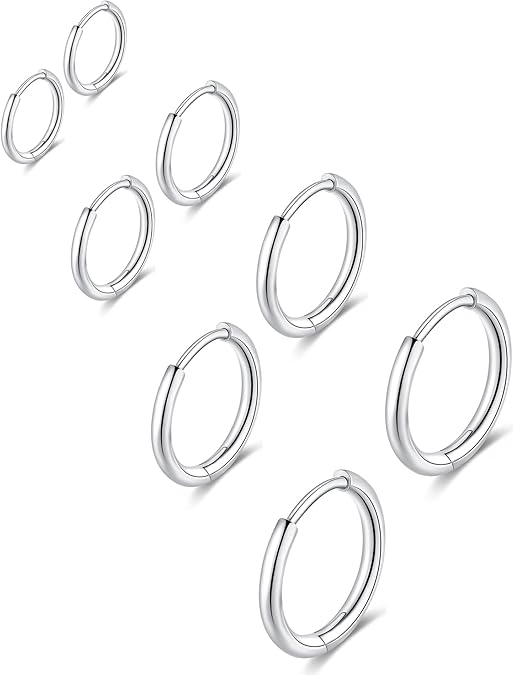 316L Surgical Stainless Steel Huggie Hoop Earrings 6mm 8mm 10mm 11mm 12mm 14mm Hypoallergenic Earrings Hoop Cartilage Helix Lobes Hinged Sleeper Earrings For Men Women