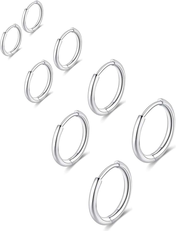Gabry&amp;jwl 316L Surgical Stainless Steel Huggie Hoop Earrings 6mm 8mm 10mm 11mm 12mm 14mm Hypoallergenic Earrings Hoop Cartilage Helix Lobes Hinged Sleeper Earrings For Men Women