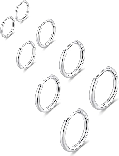 Gabry&jwl 316L Surgical Stainless Steel Huggie Hoop Earrings 6mm 8mm 10mm 11mm 12mm 14mm Hypoallergenic Earrings Hoop Cartilage Helix Lobes Hinged Sleeper Earrings For Men Women