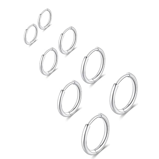 316L Surgical Stainless Steel Huggie Hoop Earrings 6mm 8mm 10mm 11mm 12mm 14mm Hypoallergenic Earrings Hoop Cartilage Helix Lobes Hinged Sleeper Earrings For Men Women