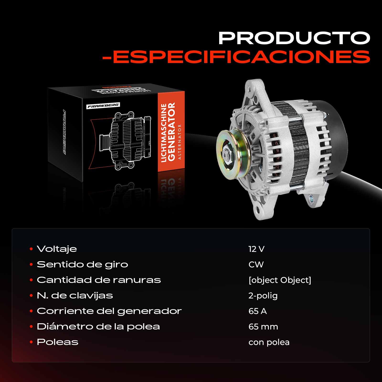 Frankberg Alternador con Polea de Rueda Libre Gasolina Compatible con Matiz M200 M250 0.8L Spark M300 1.0L Spark M300 1.2L Matiz M200 M250 1.0L Aveo/Kalos Compacto T250 T255 1.2L Replace# 96380673