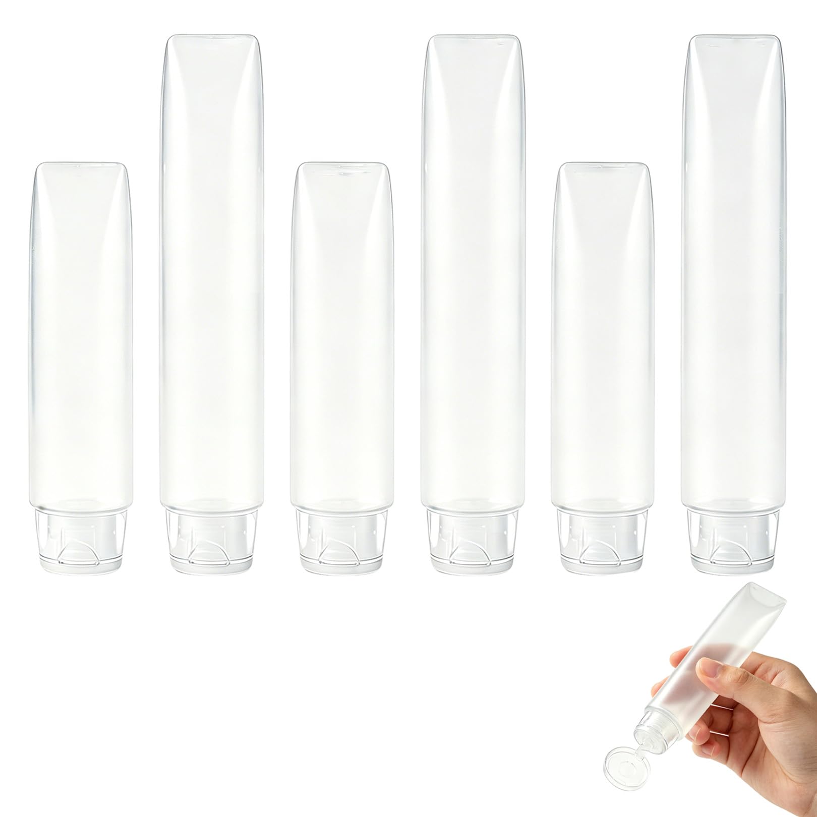 6pcs Travel Bottles for Toiletries,50ml 30ml Leakproof Plastic Empty Refillable Squeeze Bottles for Toiletries with Flip Cap,Transparent Refillable Small Travel Containers for Cosmetics Makeup Shampoo