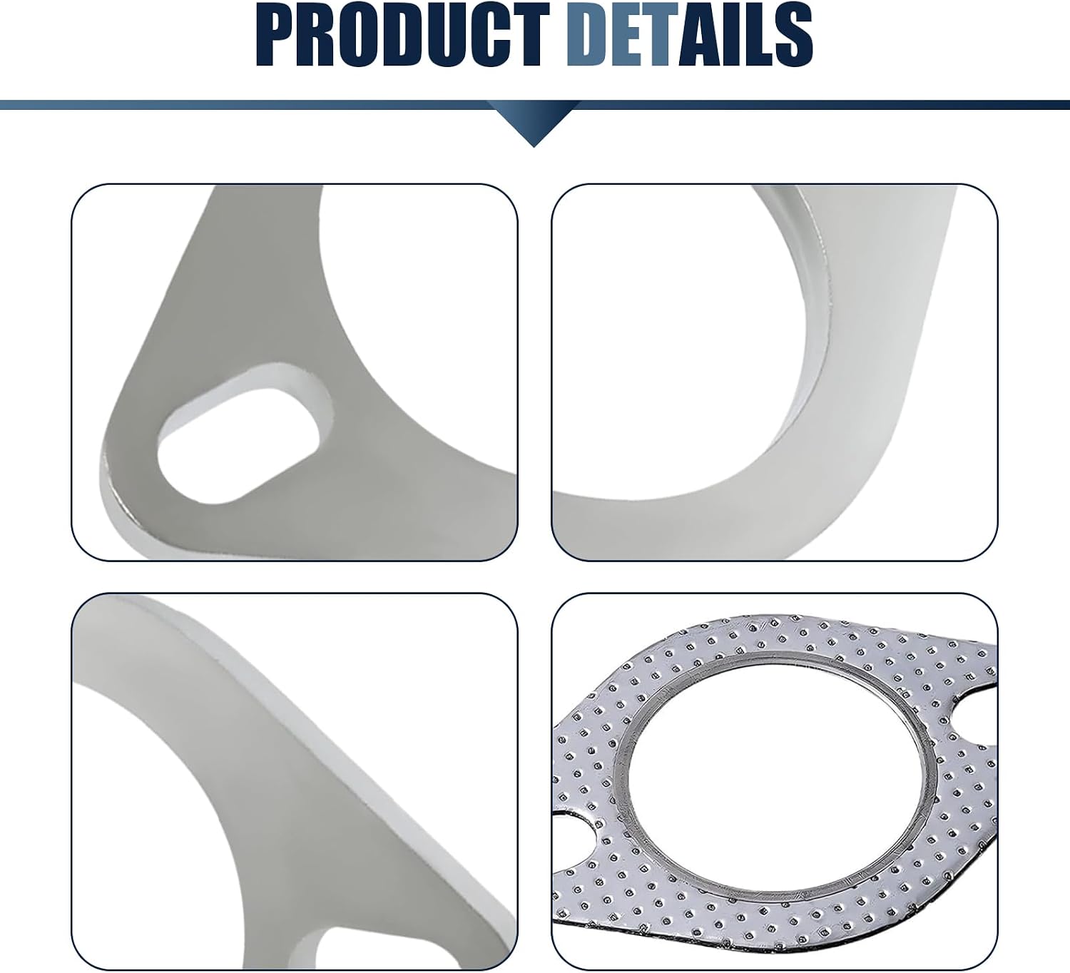 2 PCS Car Exhaust Flange Gasket, Stainless Steel 2 Exhaust Bolts and Nuts Kit, 2.5" High Temperature Catalytic Converter Gasket, Exhaust Flange Repair Kit Universal for Most Car (Silver)