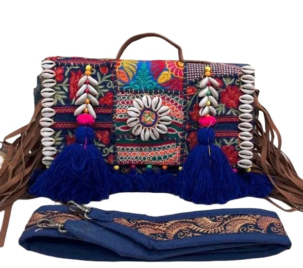 rajasthani haat Banjara Embroidered Bag for Women Ethnic Boho Sling & Shoulder Bag with Mirror Work Handmade Tribal Handbag Stylish Crossbody Bag for Travel-picture-11