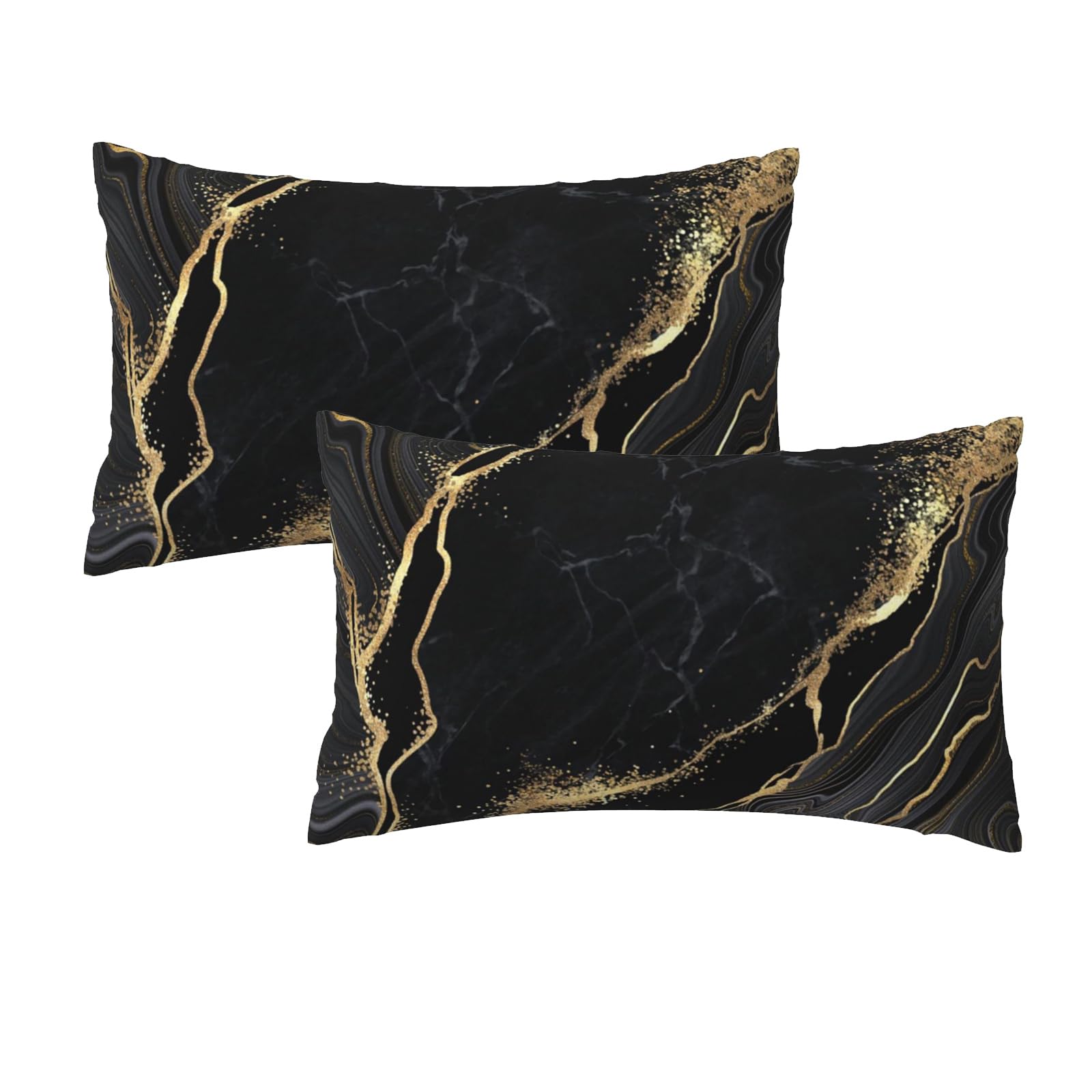 Nezweld Marble Gold and Black Pillow Cover 12x20 Set of 2,Throw Pillow Covers Farmhouse Outdoor Pillow Cushion Case for Couch Living Room Bedroom Bed