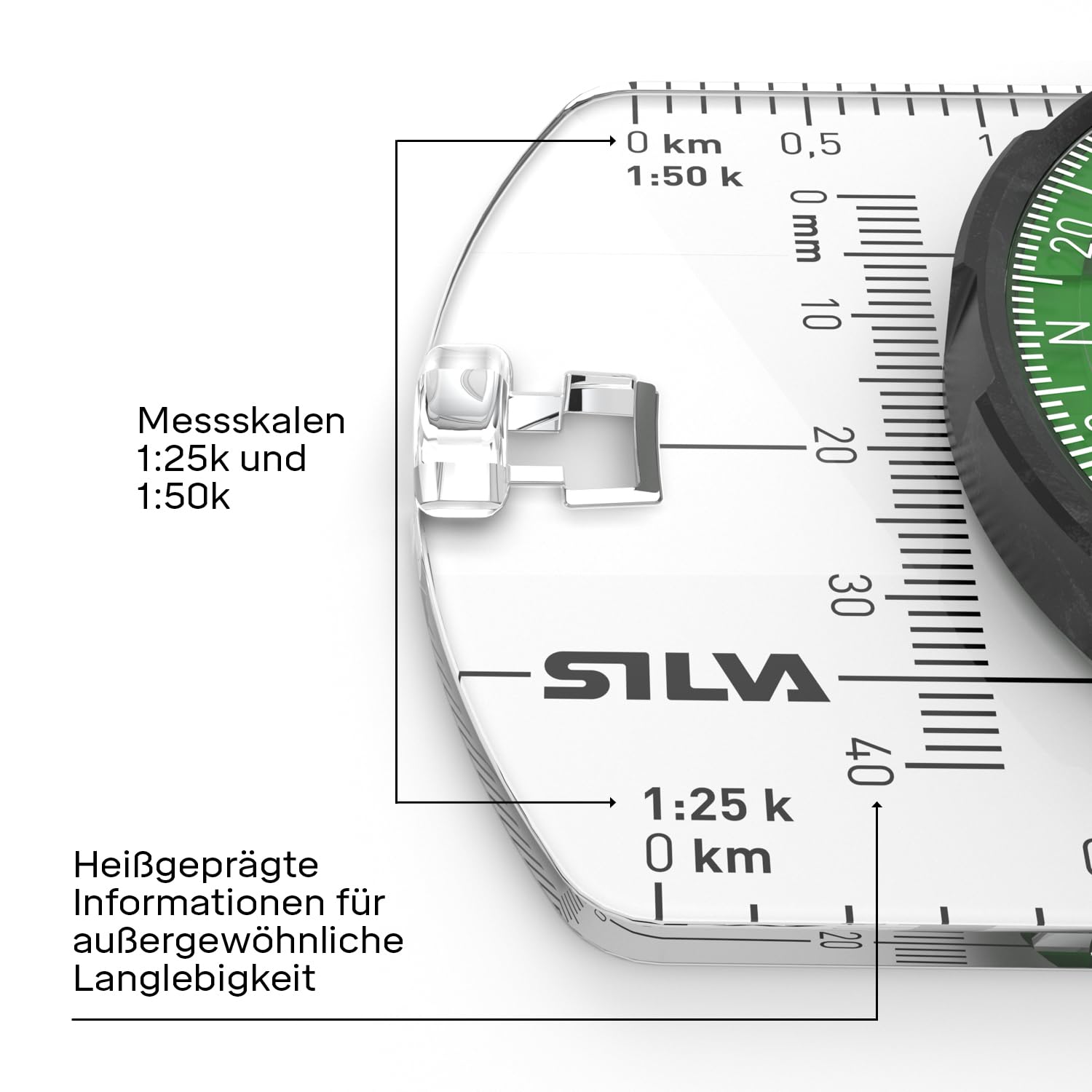 Silva Kompass Outdoor - Spiegelkompass Ranger S - Peilkompass für Lange Entfernungen - Marschkompass mit Drehbarem Kompassgehäuse - Skala 1:25k & 1:50k - Kompass Militär Wanderkompass Sichtkompass