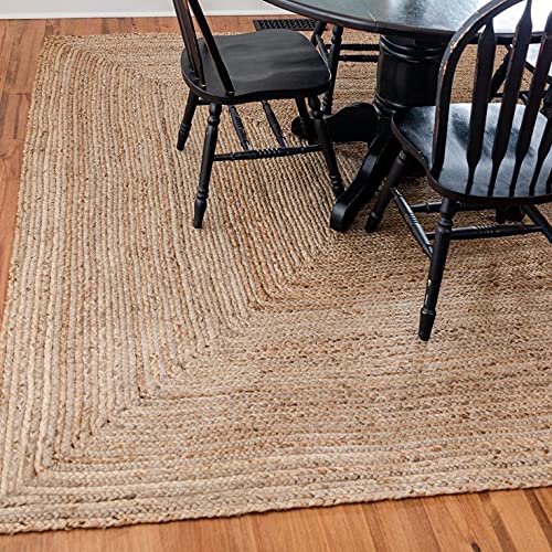 Frelish Decor Handwoven Jute Area Rug - 4X6 Feet Natural Yarn - Rustic Vintage Beige Braided Reversible Rectangular Rugs For Bedroom - Kitchen - Living Room - Farmhouse (4' X 6') #TOP2