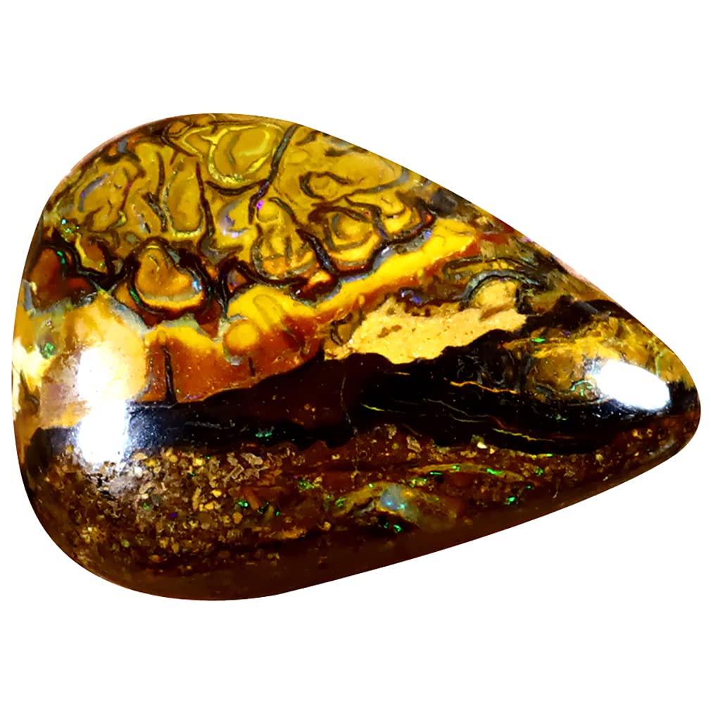 Opale boulder de Koroit 7.24 ct, pierre précieuse d'exception multicolore 18x13mm