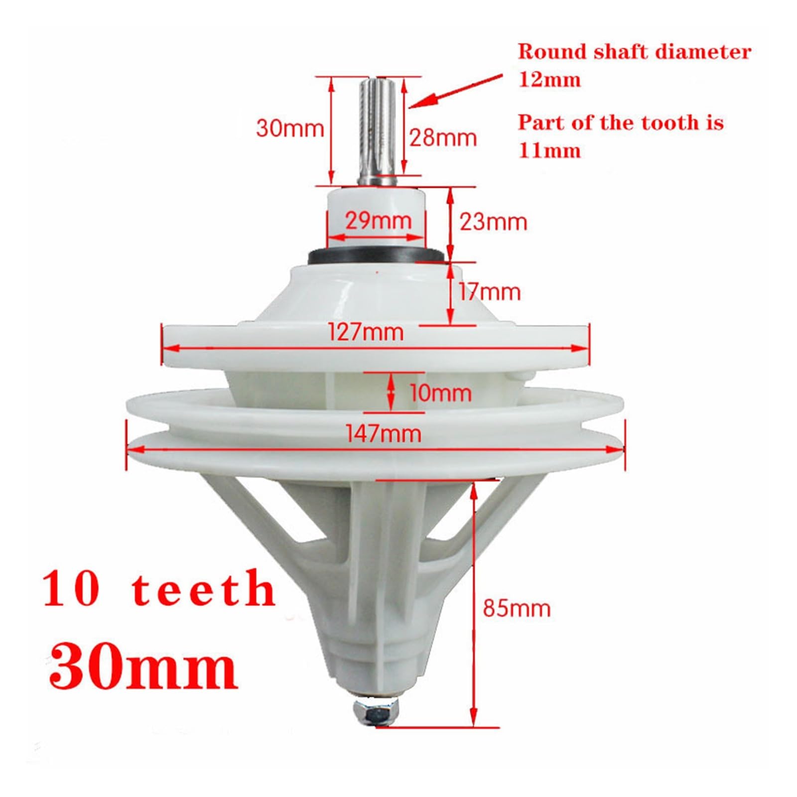 Embrague Reductor de Motor de Caja de Cambios Reductor de Lavadora Universal - Pieza de reparación de electrodomésticos for lavadoras(10 Teeth 30mm)