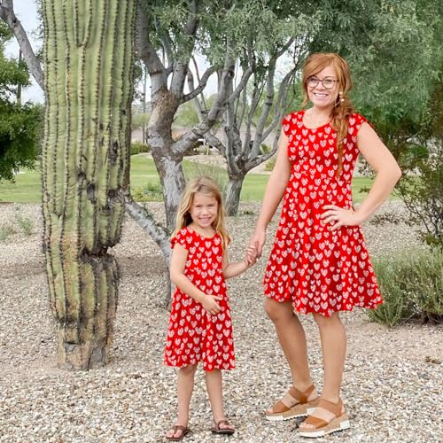 CM C&M WODRO Mommy and Me Dresses Valentines Day Dress Girl Women Sleeveless Leopard Heart Print Mom Daughter Matching Outfit2