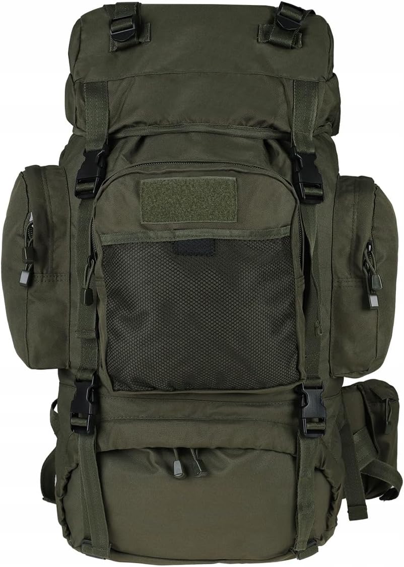 MIL-TEC 55L Tactical Commando Military Army Rucksack Hiking Pack in Black, Olive and Flecktarn Camo (Internal Frame)