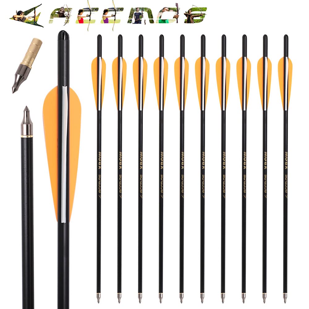 ACCMOS 24 pz 13" 16" 17" 18" 20" 22" Freccia in Carbonio Tiro con L'Arco Frecce Frecce per Balestra 125grain Punta della Freccia Sostituibile per Caccia o Allenamento al Tiro
