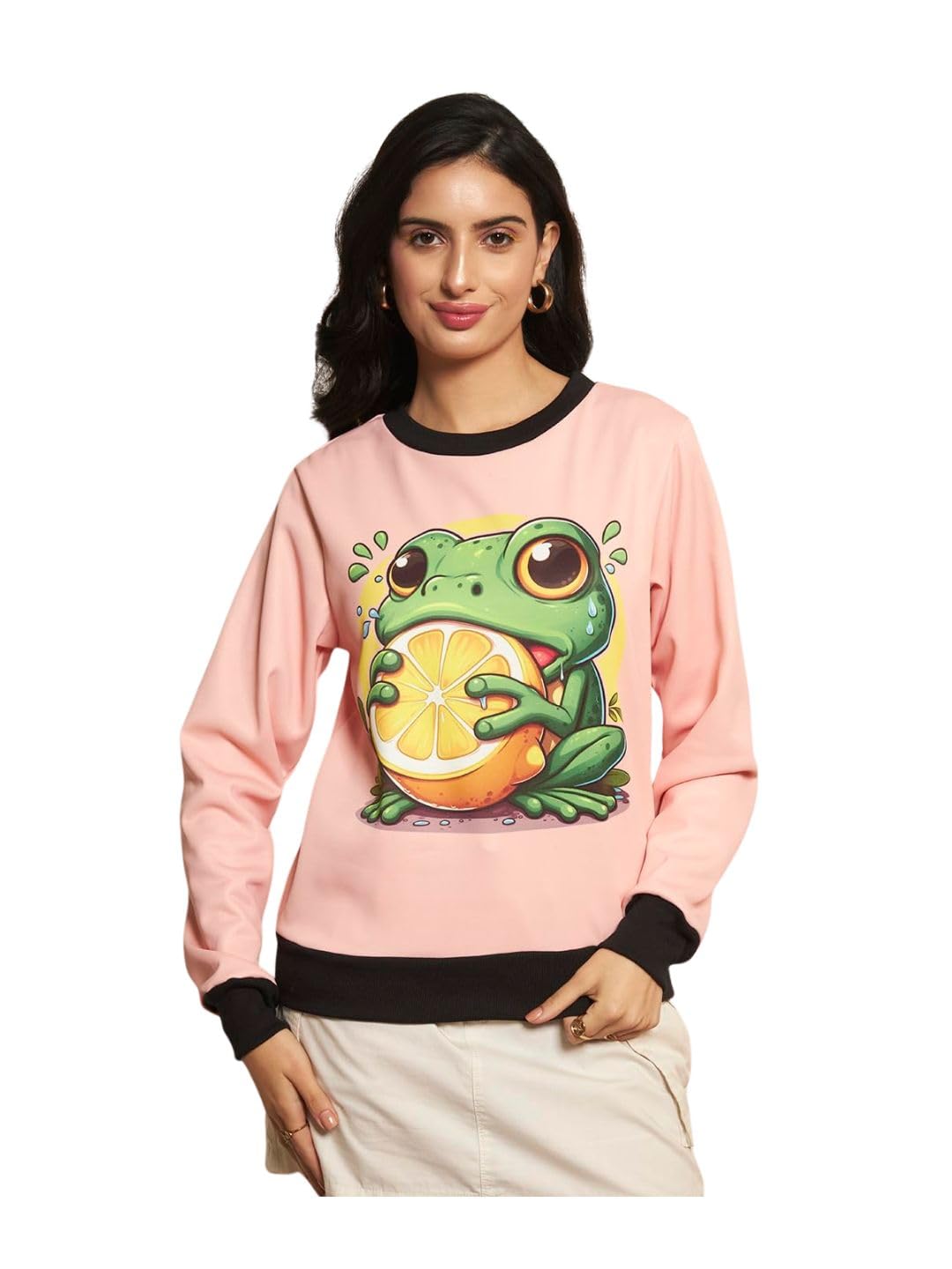 Women Printed Pink Sweatshirt - Fleece Full Sleeve Fashion for Office, Casual, Festive & Party (12208)-image-12