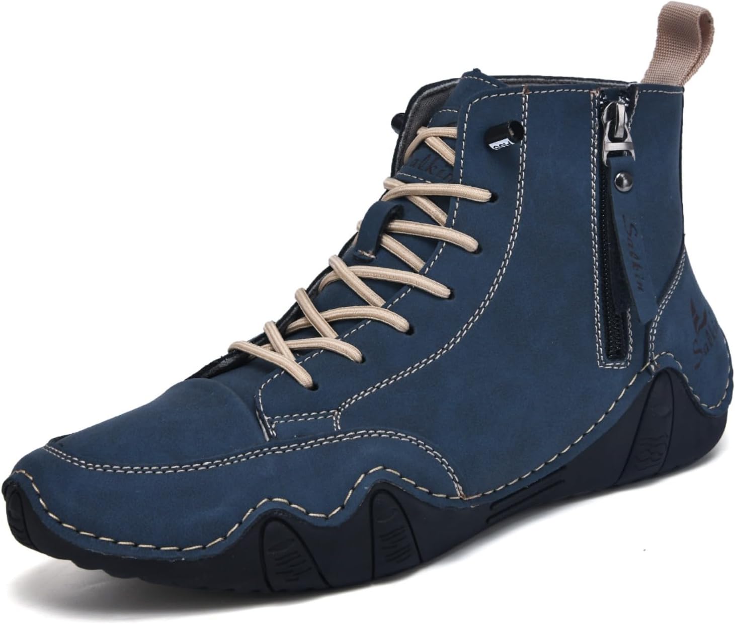Men's Hiking Boots Outdoor Ankle Boots with Elastic Lace, Thick Sole Work Shoes for Walking and Daily Wear