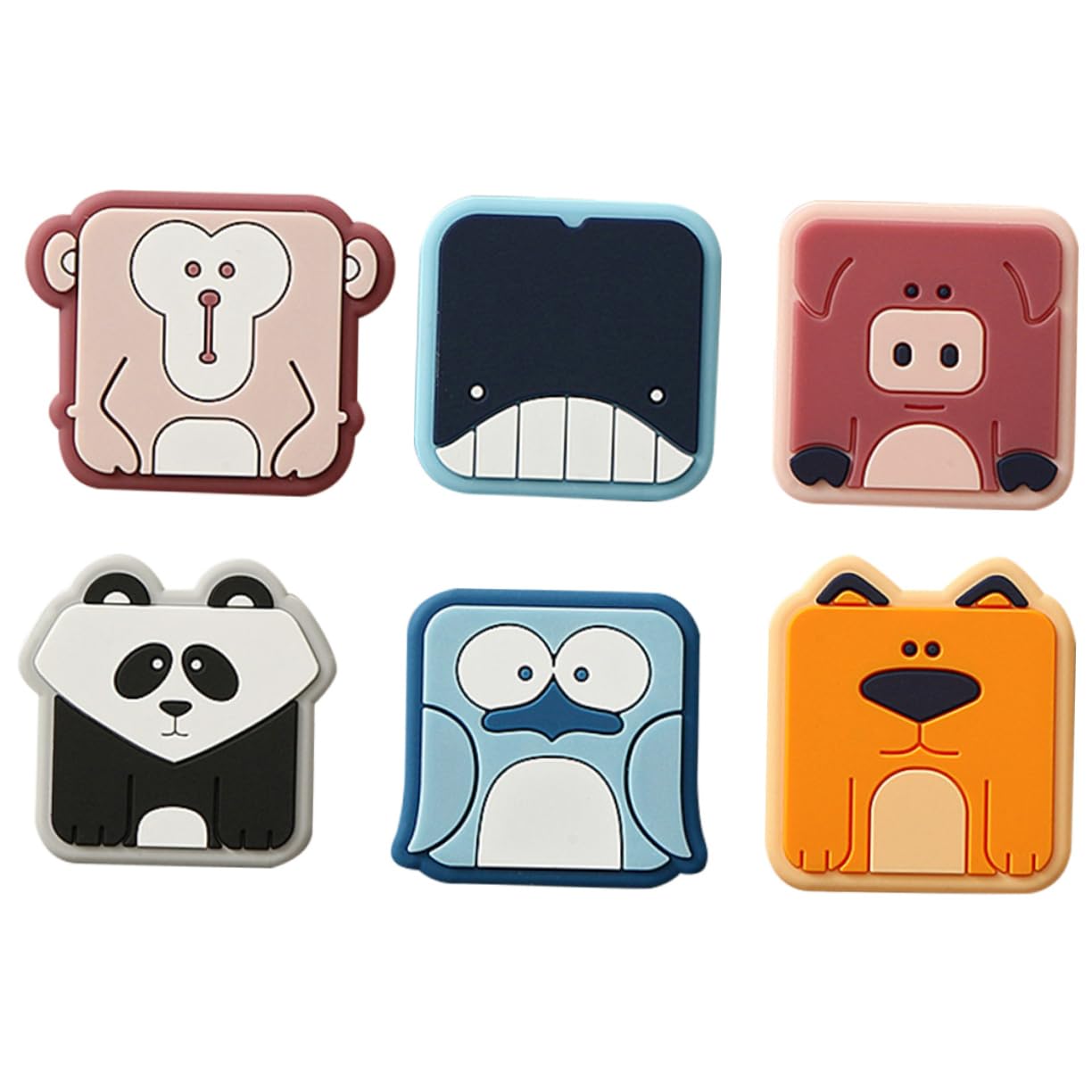 Operitacx 6pcs Self-Adhesive Door Bumpers for Door and Toilet Lid Noise-reducing Wall Protector Cute Animal Designs Owl Pig Panda Whale