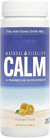 Natural Vitality Calm, Magnesium Supplement, Anti-Stress Drink Mix Powder, Original, Orange - 8 Ounce Packaging May Vary