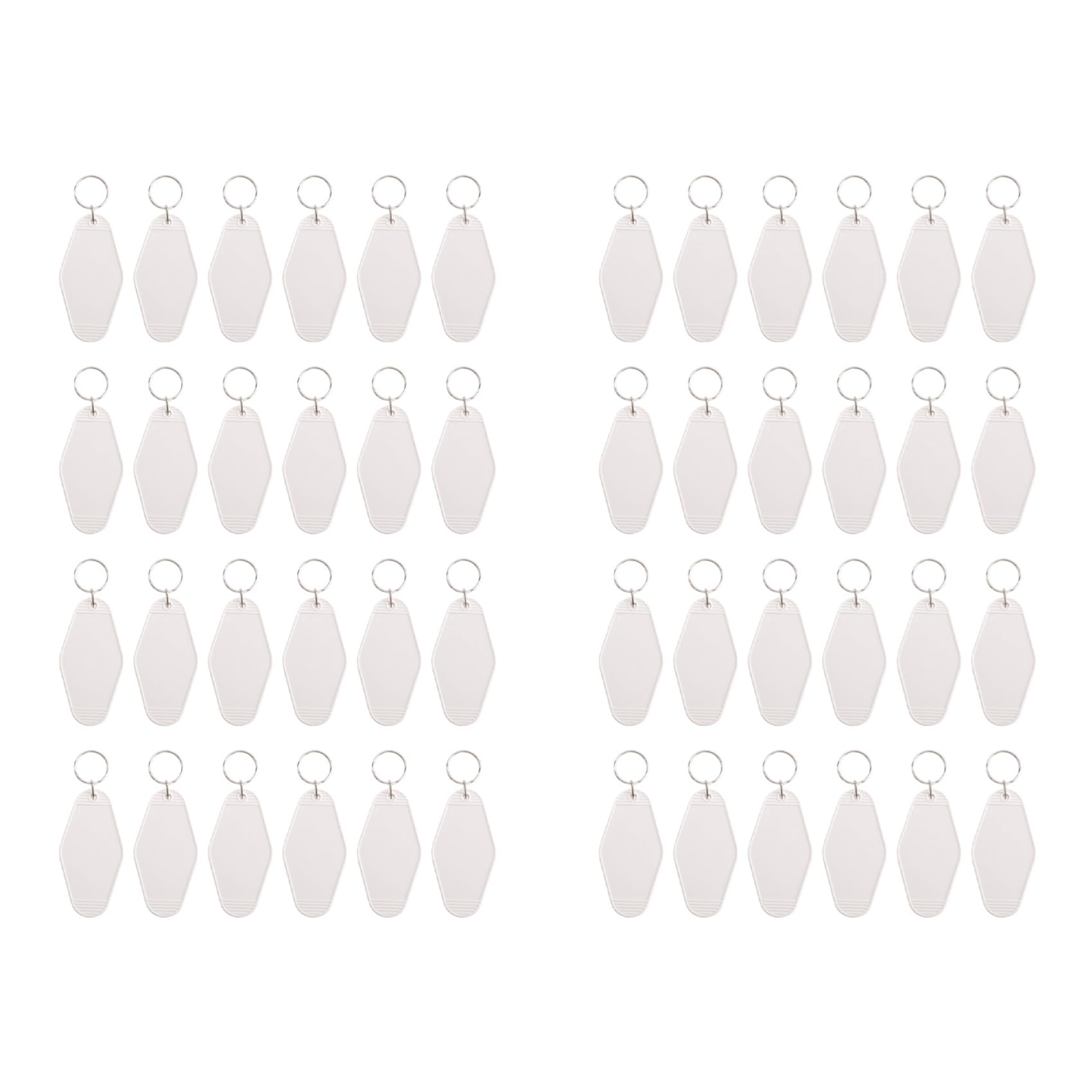 Vjsujehgy 48 Pcs Vintage Motel Keychain DIY Blank Hotel Keychains Heat Transfer Blank Keychains Bulk Sublimation (White)