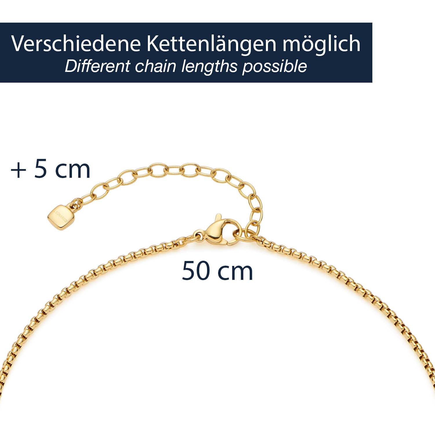 Leonardo Jewels Clip & Mix Orlanda, łańcuszek ze stali nierdzewnej z elementem koniczyny do zawieszenia charmsów, długość 50-55 cm, delikatny łańcuszek wenecki, kolor złoty, prezent dla kobiet,