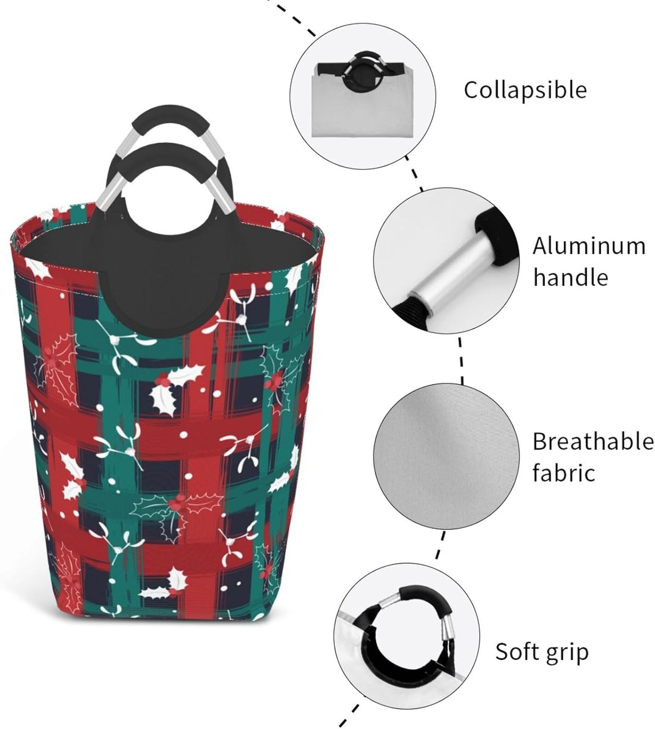 Christmas Laundry Basket Organizer Collapsible Storage Baskets Waterproof Laundry Hamper with Handles for Toy Organizer Bathroom Travel Clothes