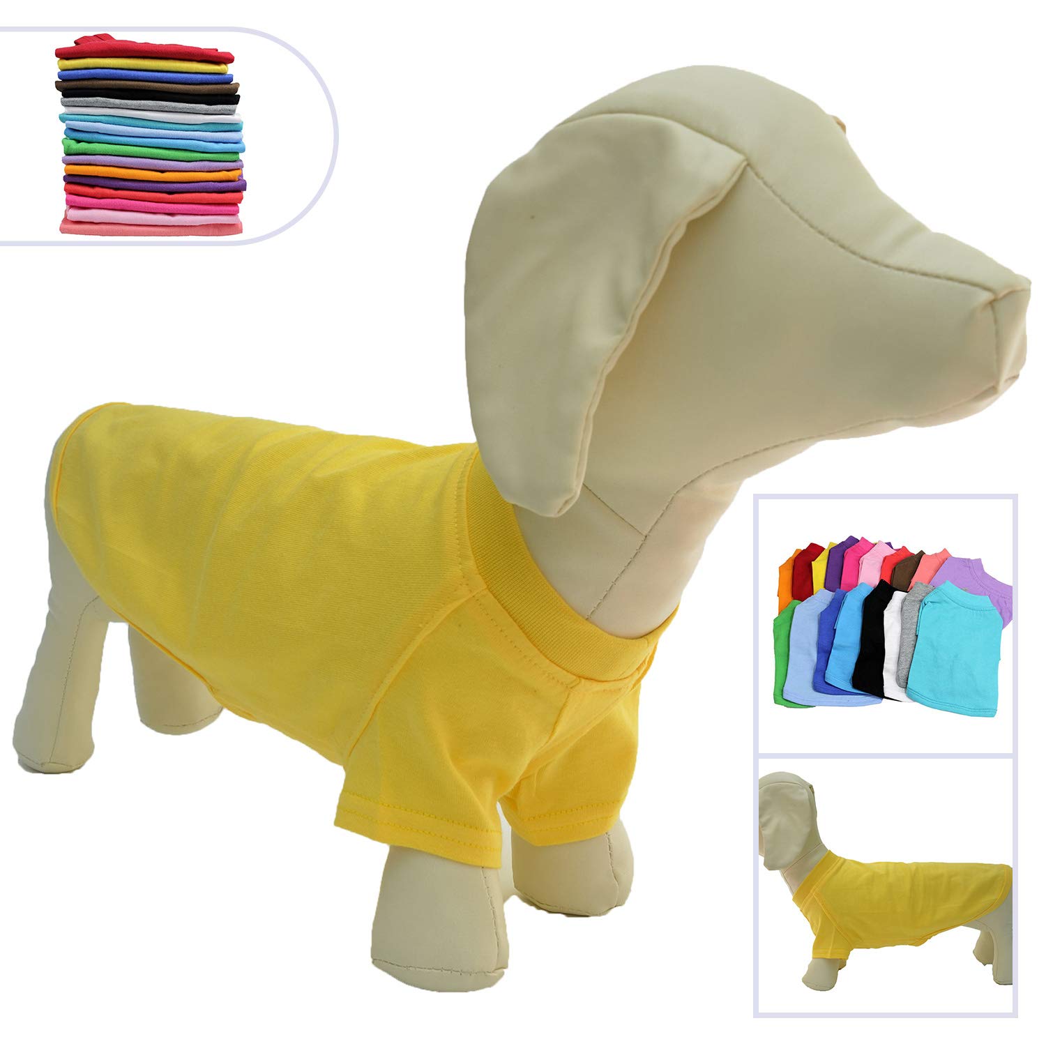 Lovelonglong 2019 Pet Clothing Dog Costumes Dachshund Clothes Blank T-Shirt Tee Shirts for Dachshund Dogs,Corgi 100% Cotton Yellow D-M