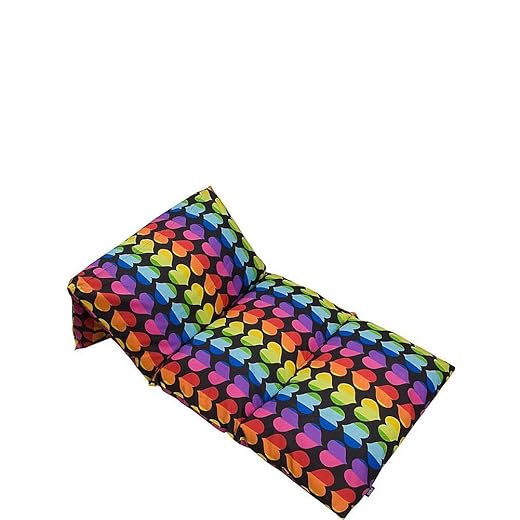 Wildkin Kids Pillow Lounger for Boys and Girls, Travel-Friendly and Perfect for Sleepovers, Requires 4 Standard Size Pillows (Not Included), Measures 69.5 x 27 Inches (Rainbow Hearts)