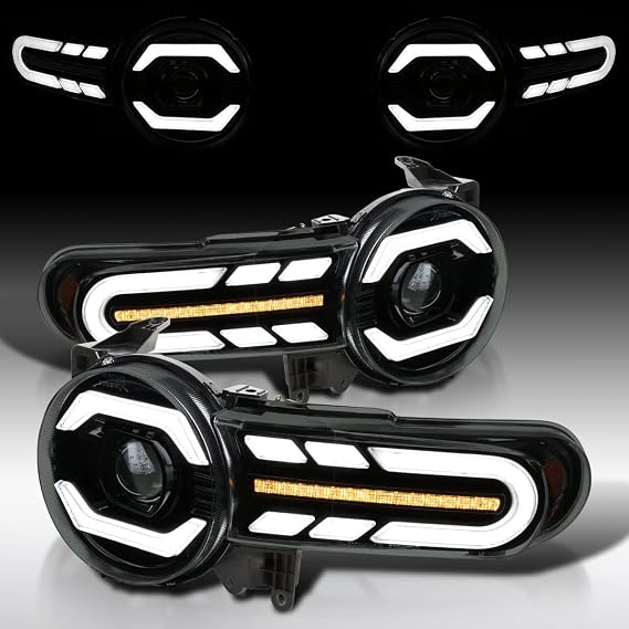 Autozensation Headlights For 2007-2014 Toyota FJ Cruiser Black Left+Right
