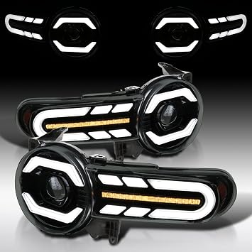 Autozensation Headlights For 2007-2014 Toyota FJ Cruiser Black Left+Right