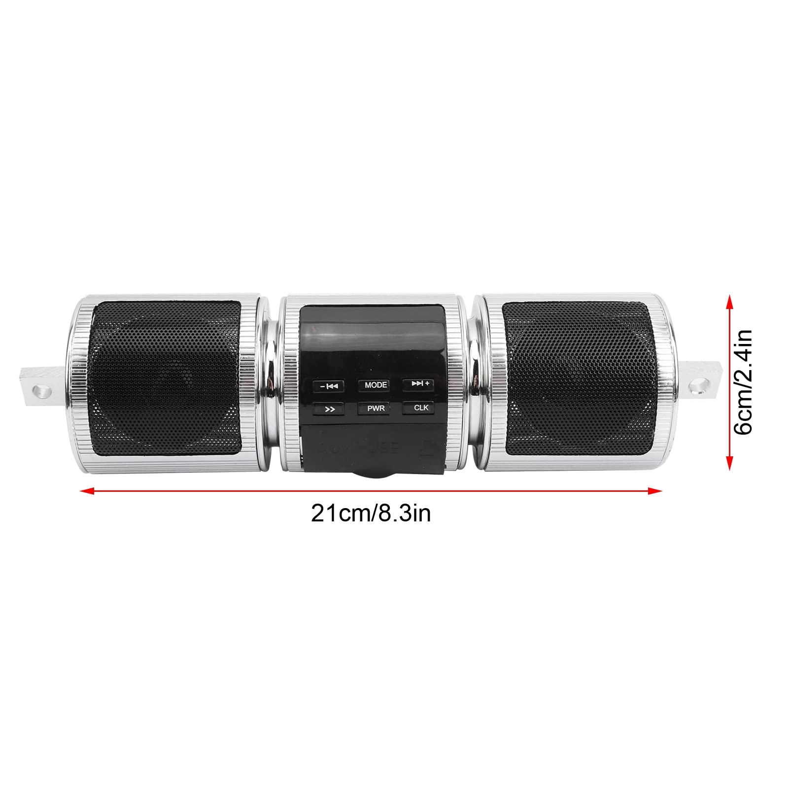 Dioche de Reproductor Manillar Motocicleta Altavoz Estéreo Reproductor de Manillar MP3 5W X 2 de Sonido (Silver)