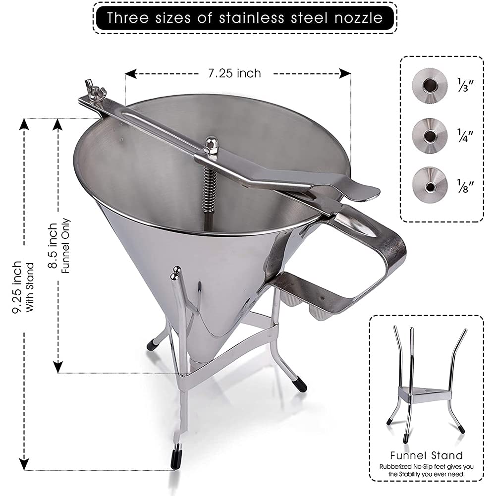 Embudo de dispensador de Hornear, Acero Inoxidable de Acero Inoxidable para Hornear Embudo de pistón con Soporte para Pastel de Postre Haciendo panadería