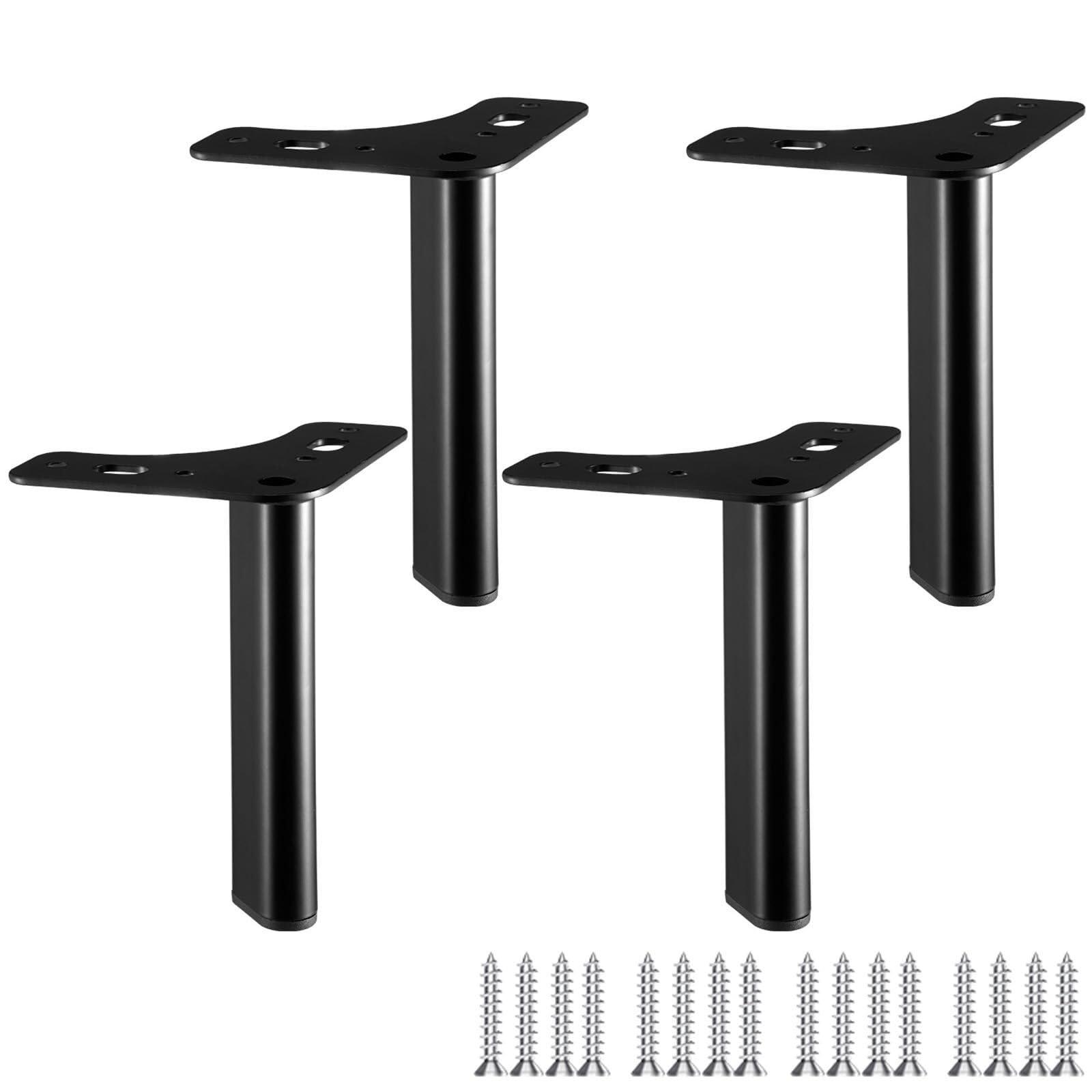 UYHBCNQD 4Pcs Furniture Legs Metal Replacement Legs Set Triangle Chair Leg DIY Table Leg Support Legs Steel Dresser Extenders Feet Parts(Nero,10cm)
