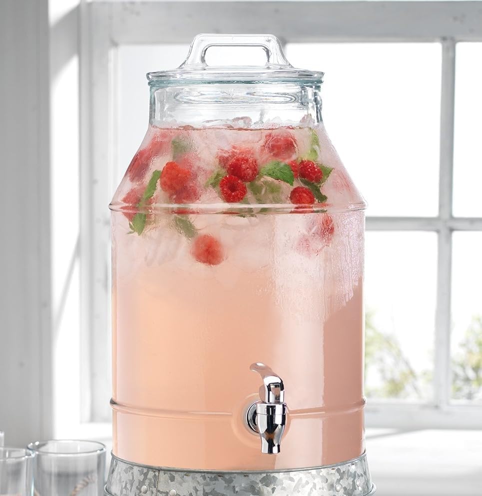 Amazon.com | 3 Gallon Glass Drink Dispensers For Parties,Classic Mason Jug  Beverage Dispensers With Glass Lid With Handle And 100% Leakproof Spigot.Glass  Water Jug Dispenser,Lemonade Dispenser: Iced Beverage Dispensers