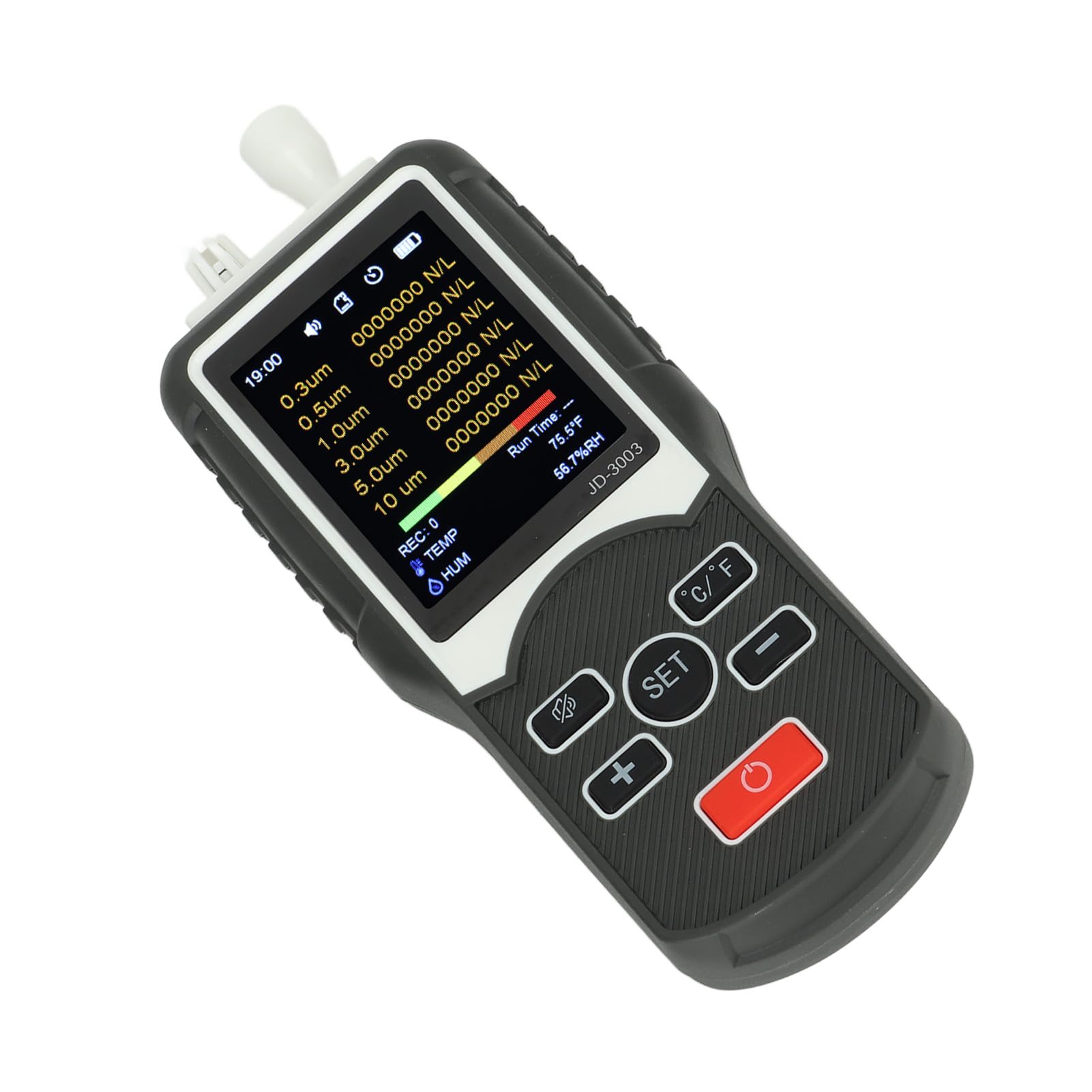 Fabater Partikelzähler, 2000-mAh-Batterie, Echtzeit-Datenaufzeichnung, Luftqualitätsmonitor, Feinstaubtester mit Erkennung von Sechs Partikelgrößen für den Innen- und Außenbereich