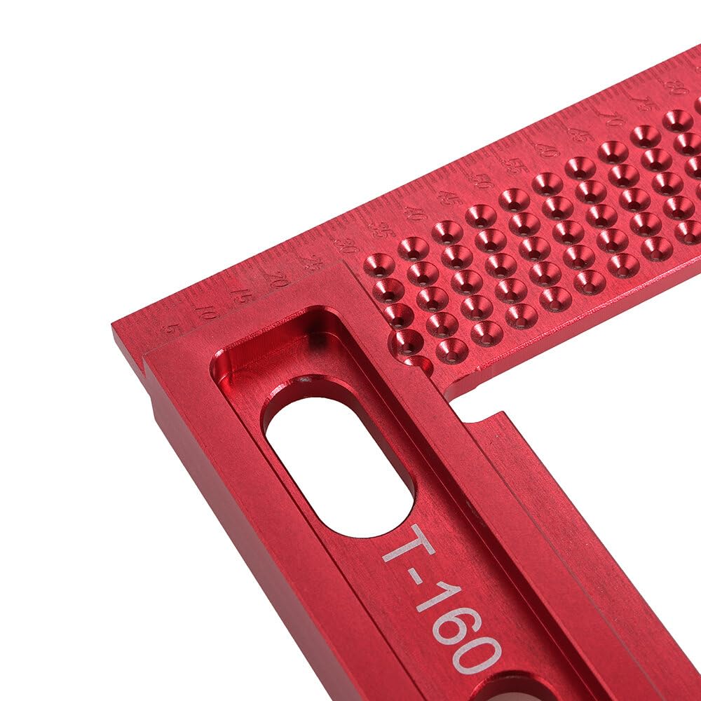 VIDOO Kątownik Stolarski Typ L Stop Aluminium Metryczna Linijka do Pozycjonowania Otworów i Trasowania-160mm