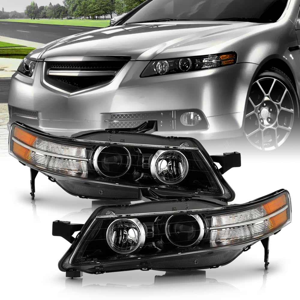 CARPART4U Compatible with 2004-2008 Acura TL Type-S Style HID/Xenon Projector Headlights Headlamps Replacement Pair Set Left+Right