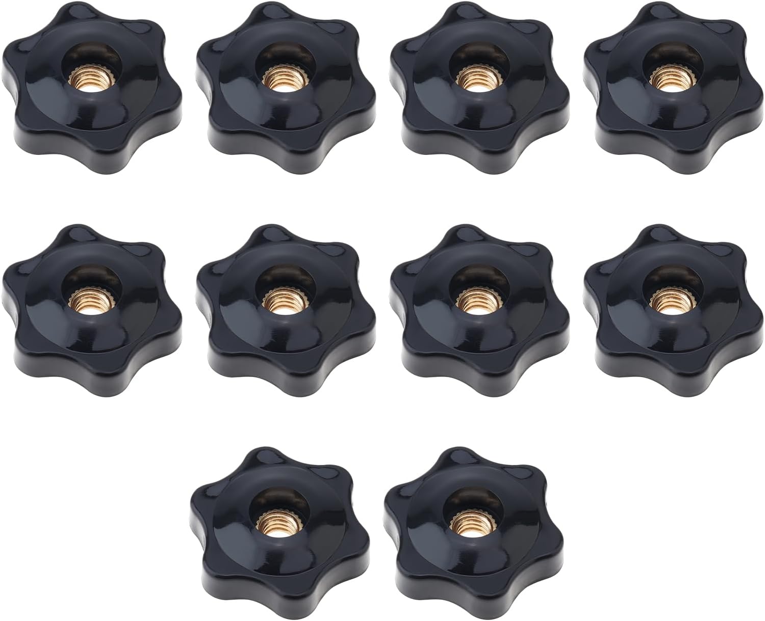 10 Pcs 6 Star Knobs 1/4 Inch 20 Female Threaded Hexagon Head Thru Knob Clamping Knobs Jig Knobs T Knob T Track Bolts Star Shape Hand Knobs