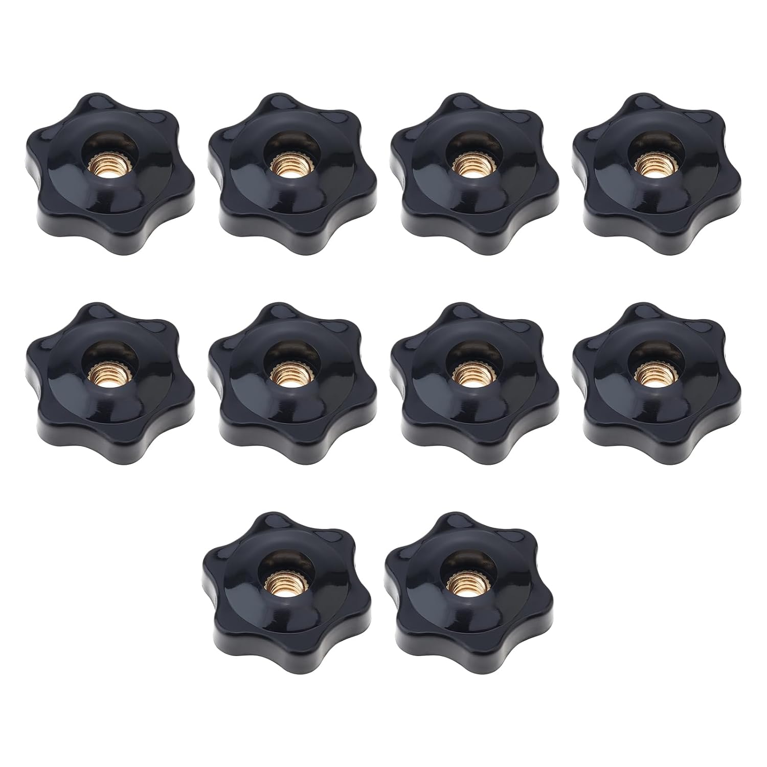 10 Pcs 6 Star Knobs 1/4 Inch 20 Female Threaded Hexagon Head Thru Knob Clamping Knobs Jig Knobs T Knob T Track Bolts Star Shape Hand Knobs