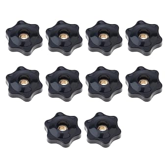 10 Pcs 6 Star Knobs 1/4 Inch 20 Female Threaded Hexagon Head Thru Knob Clamping Knobs Jig Knobs T Knob T Track Bolts Star Shape Hand Knobs