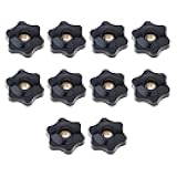 Smgda 10 Pcs 6 Star Knobs 1/4 Inch 20 Female Threaded Hexagon Head Thru Knob Clamping Knobs Jig Knobs T Knob T Track Bolts Star Shape Hand Knobs