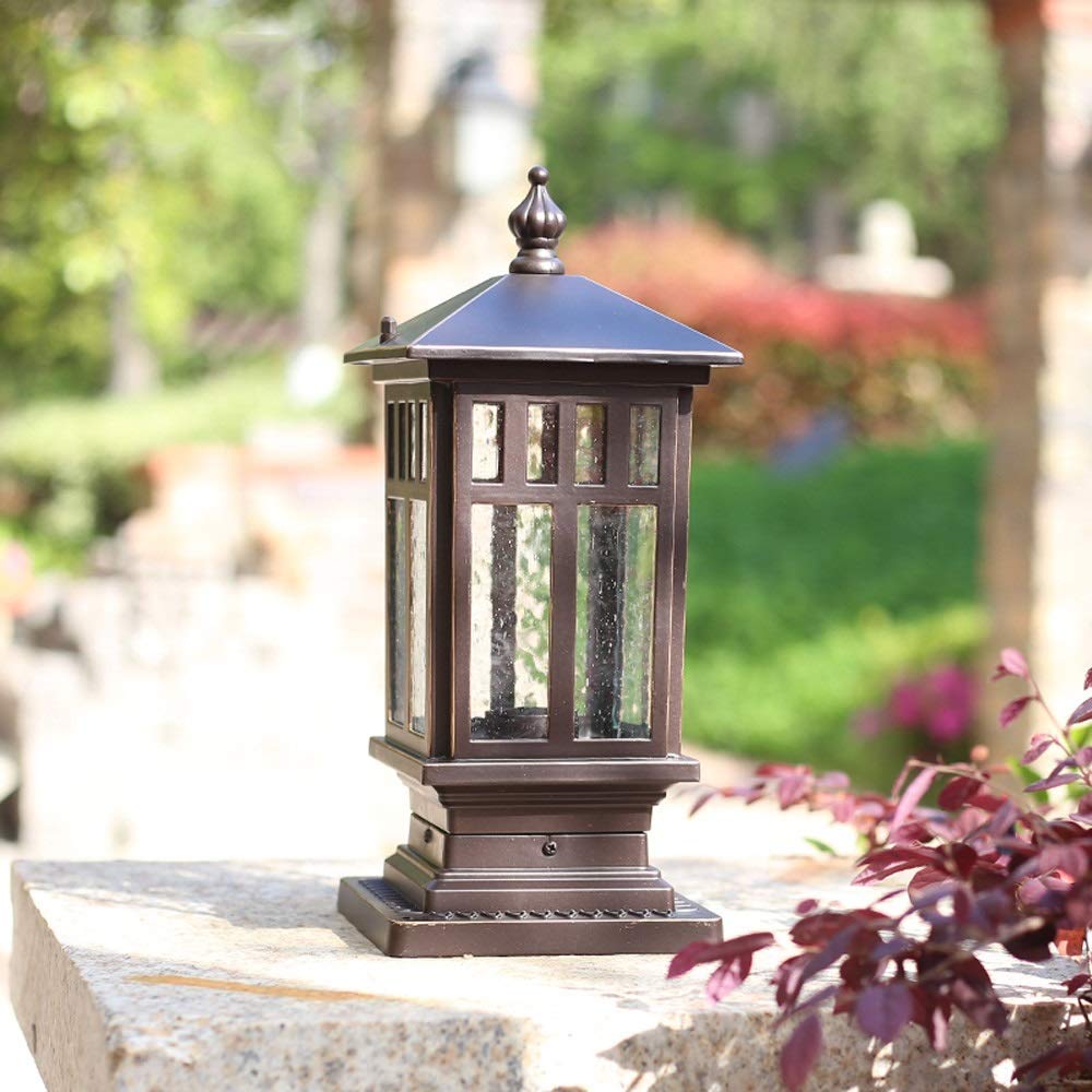 Esterno IP54 Lampada a Colonna in Vetro Impermeabile Decorazione Comunità Paesaggio Villa Corridoio Paletto in Alluminio Pilastro Illuminazione Patio Recinzione del Giardino E27 Lanterna a Muro