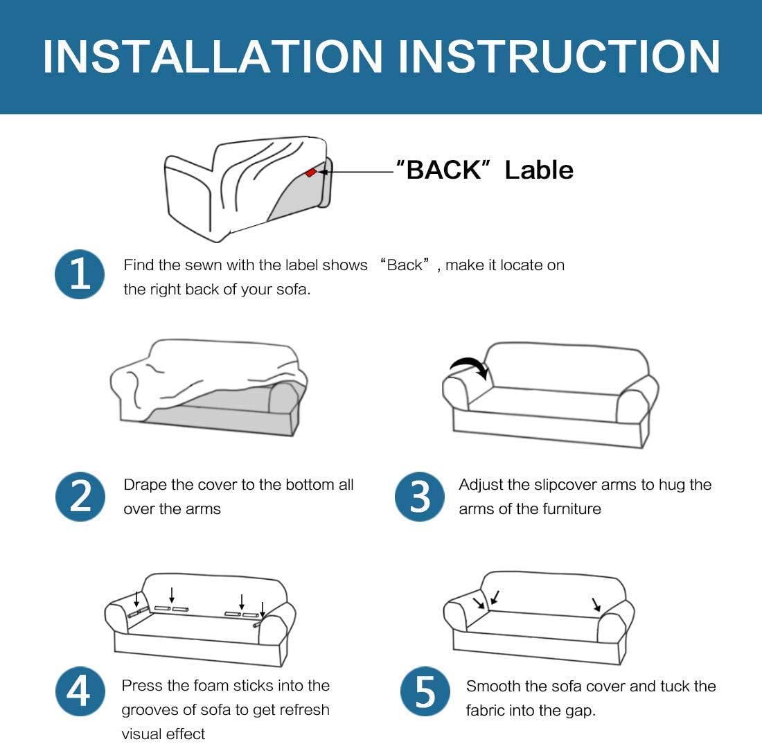 H.VERSAILTEX 1 Piece Sofa Cover for Armchair 32"-48" Bundle Square Ottoman Covers Ottoman Slipcovers (Black)