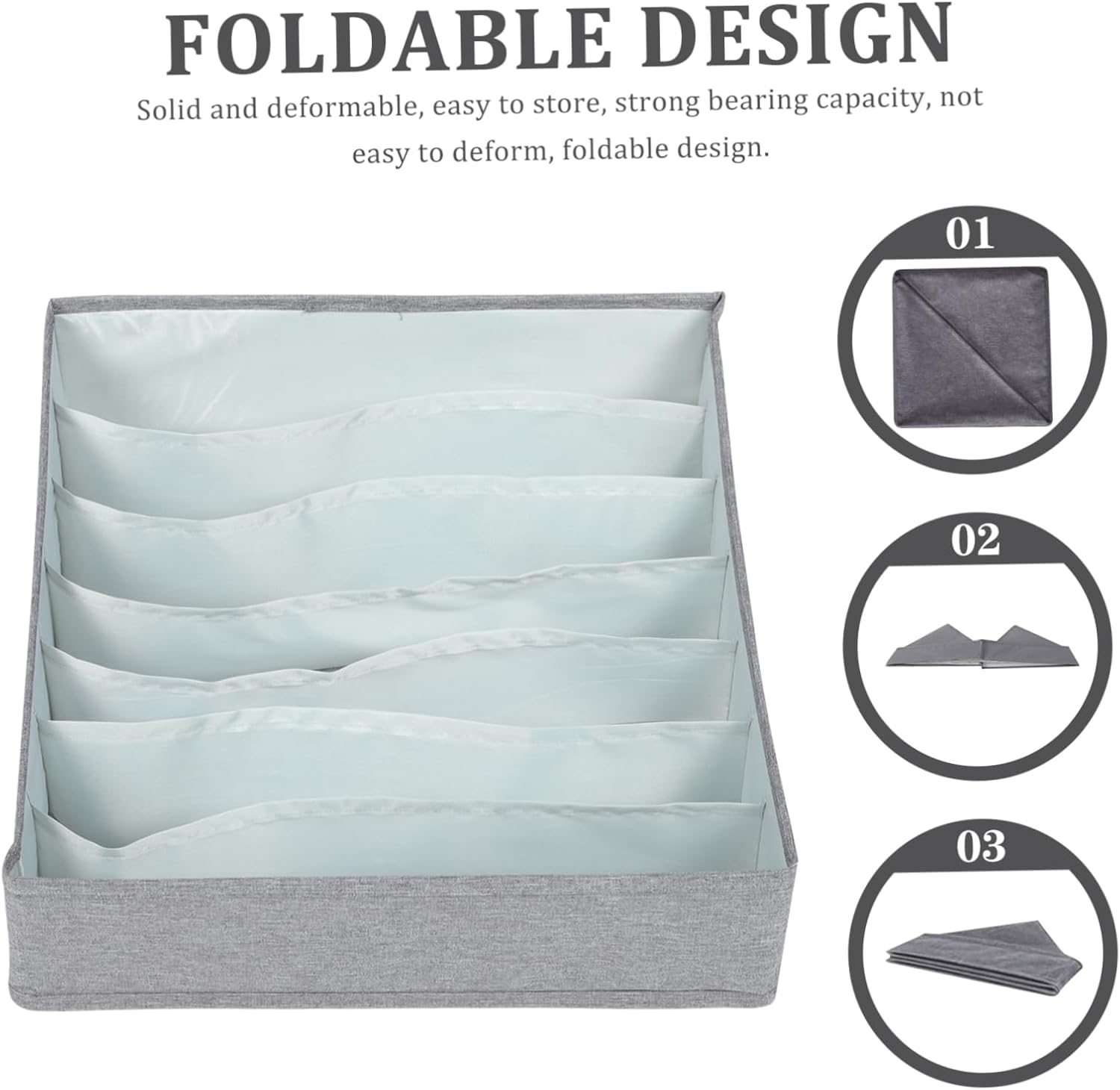 VOSAREA Underwear Storage Organizer Box Foldable Fabric Sock Storage Case for Wardrobe Drawer Travel for Students Dorm Rooms 1 Set