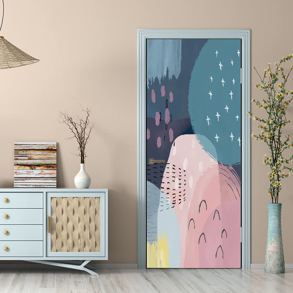 Poster autocollant porte trompe l'oeil abstrait pour déco chambre