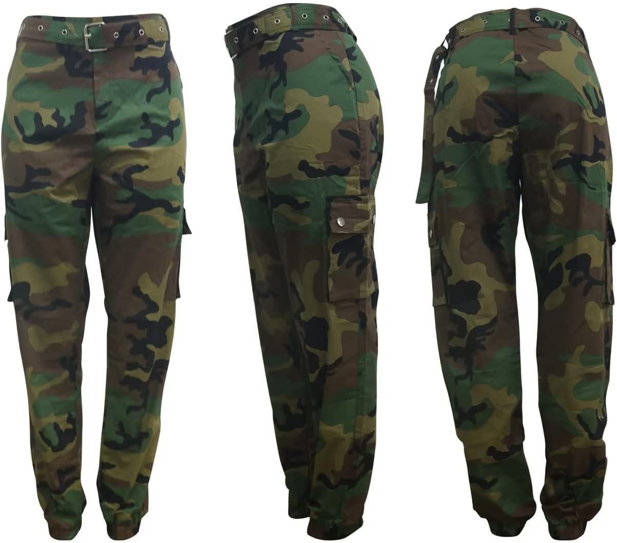 Women Camo Cargo Pants Camouflage Army Fatigue High Waisted Jogger Sweatpants Plus Size