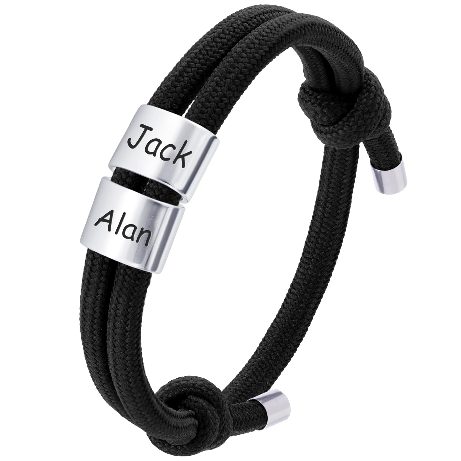 GlisterGlow Custom Mens Bracelet with Beads，Personalized Men Gifts for Dad Husband Boyfriend, Customized Fathers Day Sailing Rope Bracelets