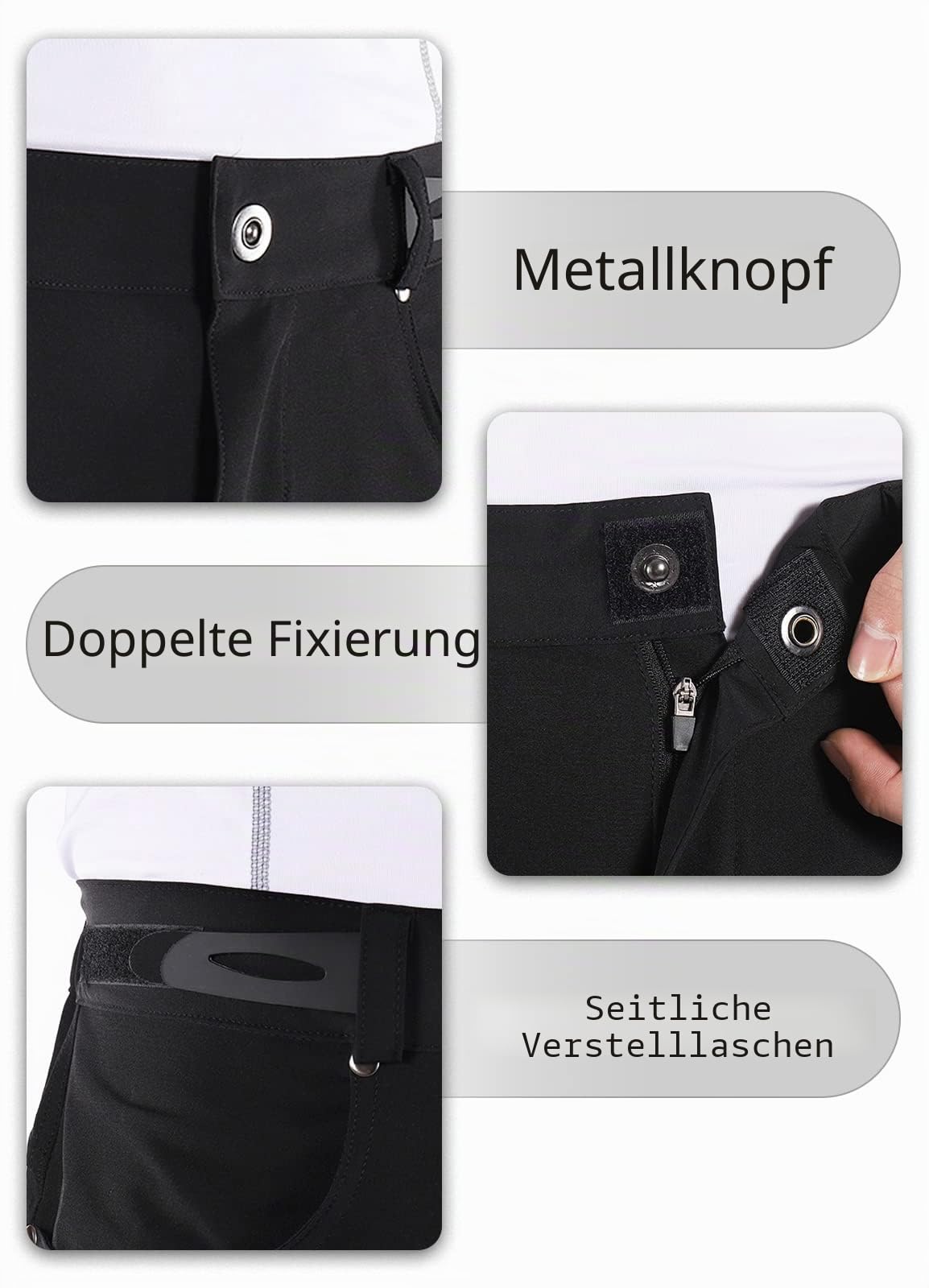 BERGRISAR MTB Hose Herren Kurz Fahrradhose Radlerhose Loose-fit mit 6 Tachen, Atmungsaktiv & Wasserabweisend